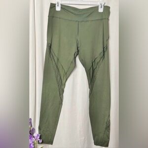 Forever 21 Olive Green Leggings with Mesh Detail Size Large